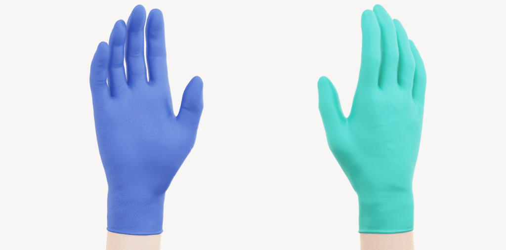 Two difference colors of ESPPE biodegradable Nitrile Gloves