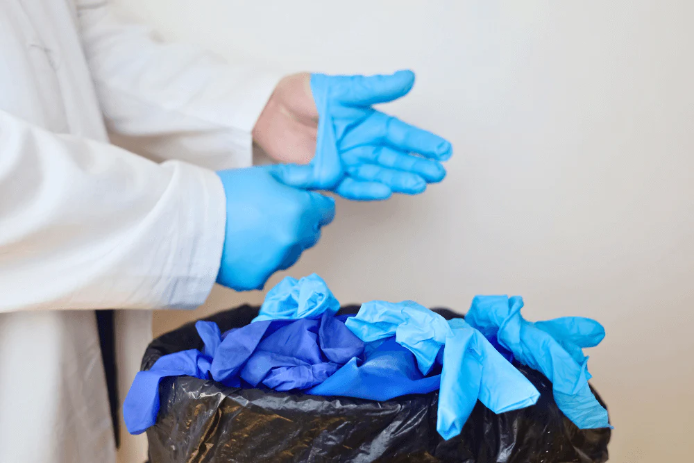 Dispose off Nitrile Gloves