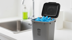 disposing used disposable gloves