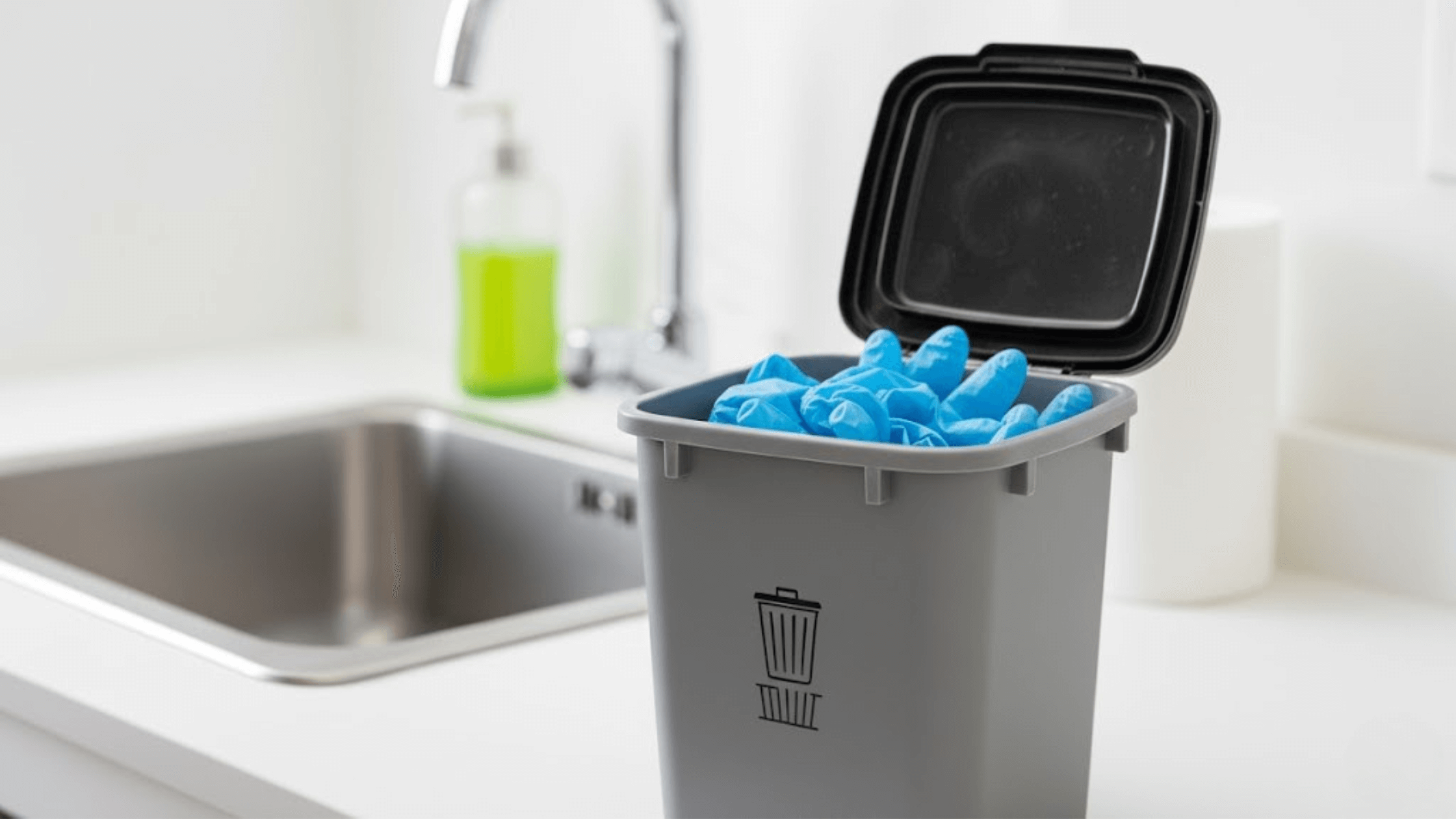 disposing used disposable gloves